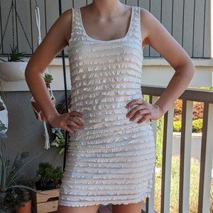 Forever 21 Fitted White Ruffle Dress, Sz. S